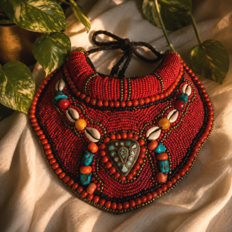 Tribal Beaded Statement Collar Necklace