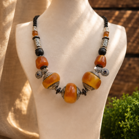 Amber Tribal Choker Necklace