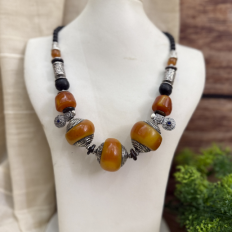 Amber Tribal Choker Necklace