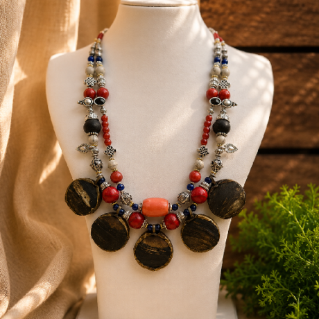 Handcrafted tribal statement necklace
