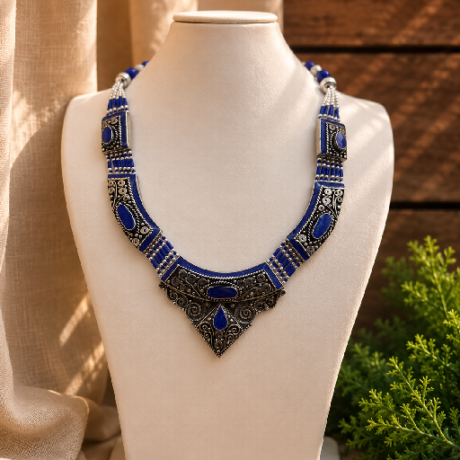Tribal Lapis Lazuli Choker Necklace