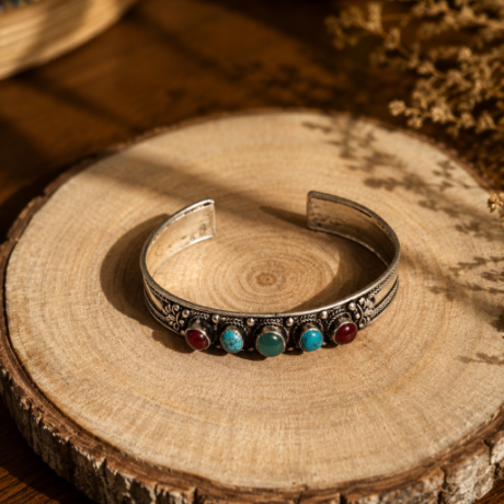 Napeli white metal with color stone Bracelet #TB10102024
